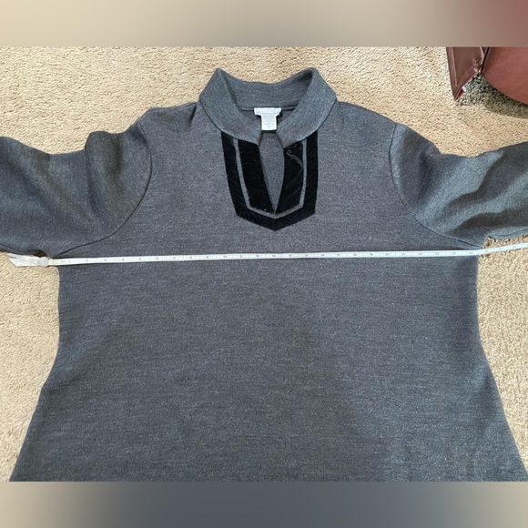 Soft Surroundings Runway Tunic Sweater Plus Size 3X Gray Wool Black Velvet Trim - Picture 6 of 9